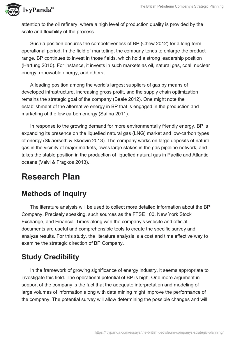The British Petroleum Company's Strategic Planning. Page 2