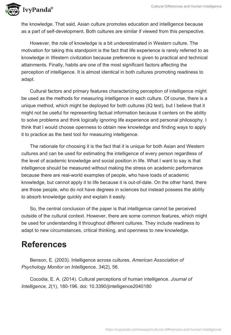 Cultural Differences and Human Intelligence. Page 3