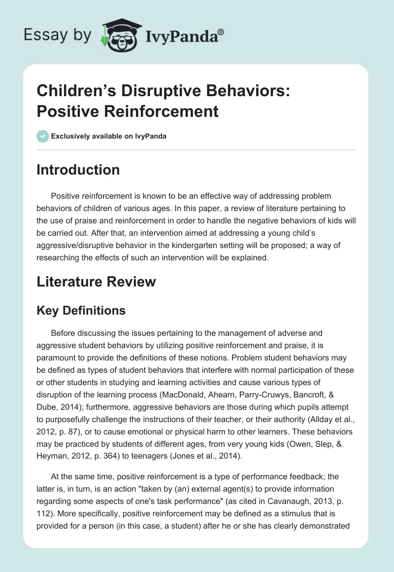 Children’s Disruptive Behaviors: Positive Reinforcement. Page 1