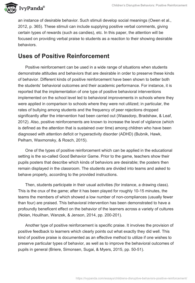 Children’s Disruptive Behaviors: Positive Reinforcement. Page 2