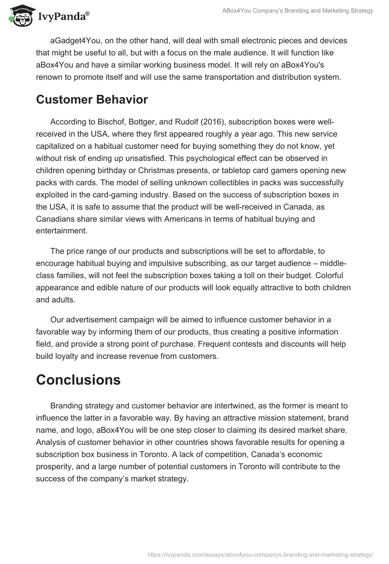 ABox4You Company's Branding and Marketing Strategy. Page 4
