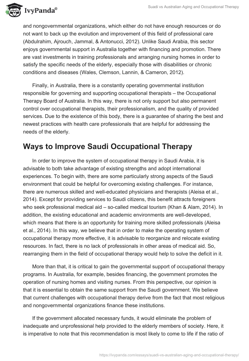 Suadi vs. Australian Aging and Occupational Therapy. Page 5