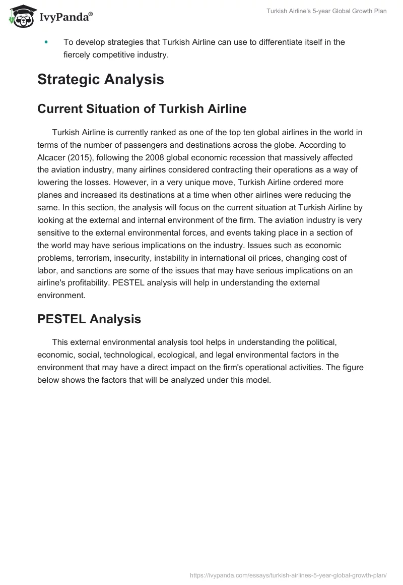 Turkish Airline's 5-Year Global Growth Plan. Page 2