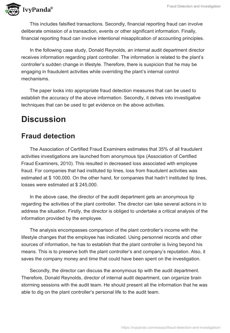 Fraud Detection and Investigation. Page 2