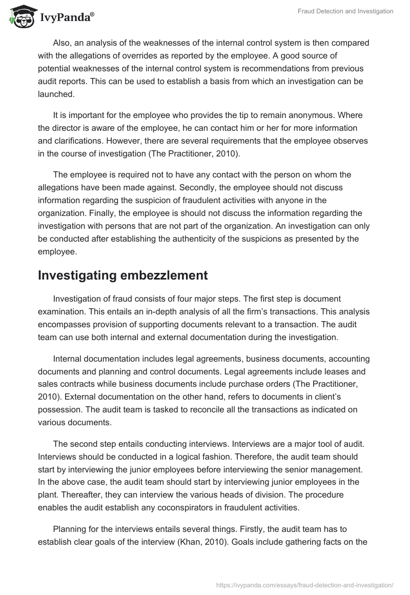 Fraud Detection and Investigation. Page 3