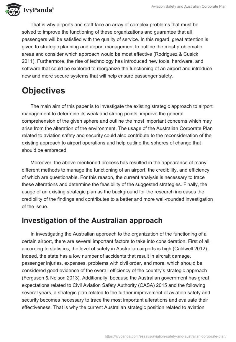 Aviation Safety and Australian Corporate Plan. Page 2