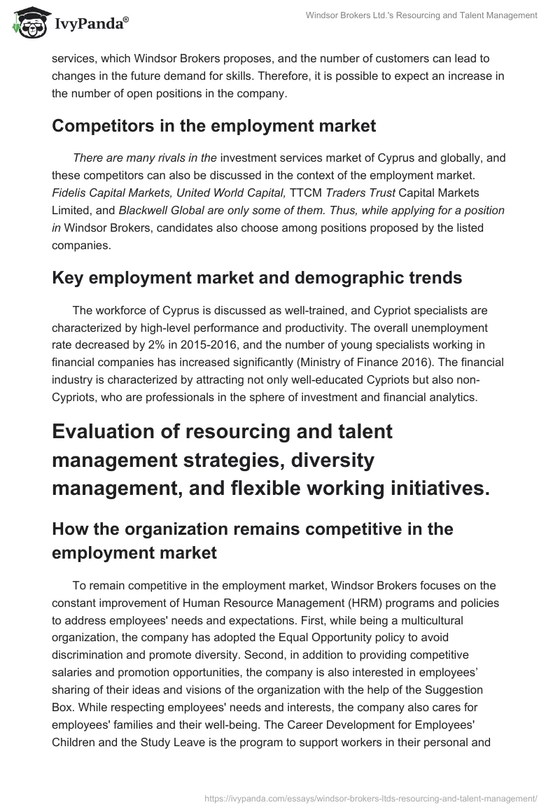 Windsor Brokers Ltd.'s Resourcing and Talent Management. Page 2