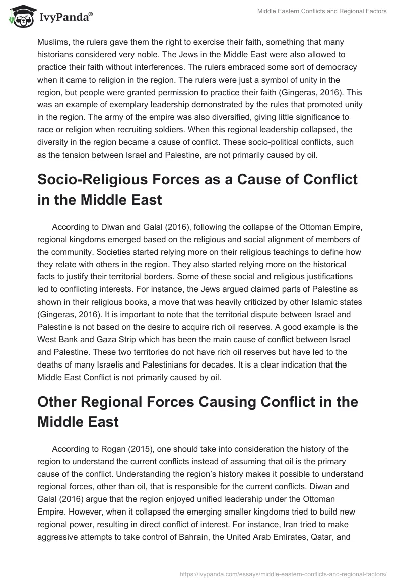 Middle Eastern Conflicts and Regional Factors. Page 2