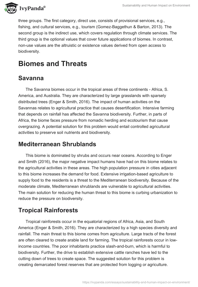 Sustainability and Human Impact on Environment. Page 2