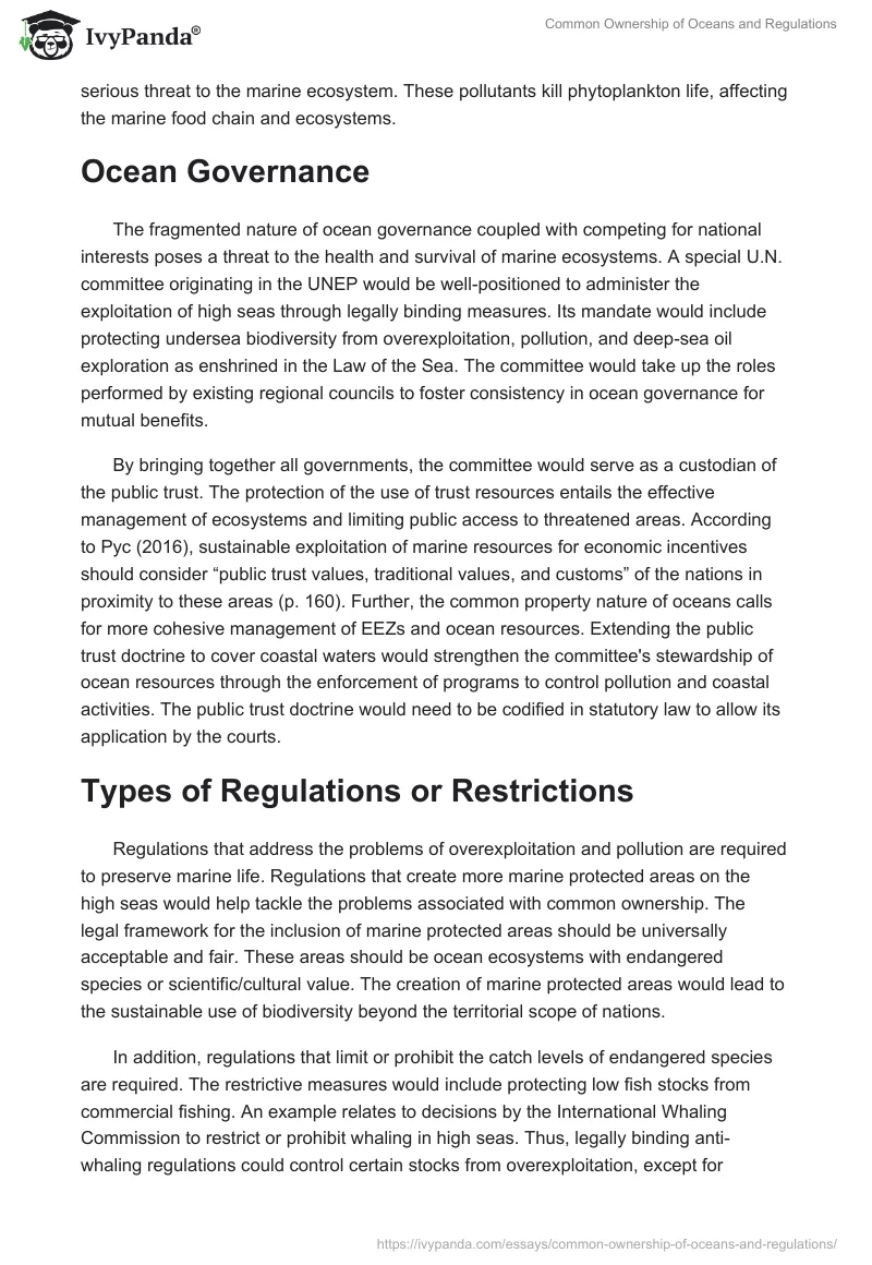 Common Ownership of Oceans and Regulations. Page 3
