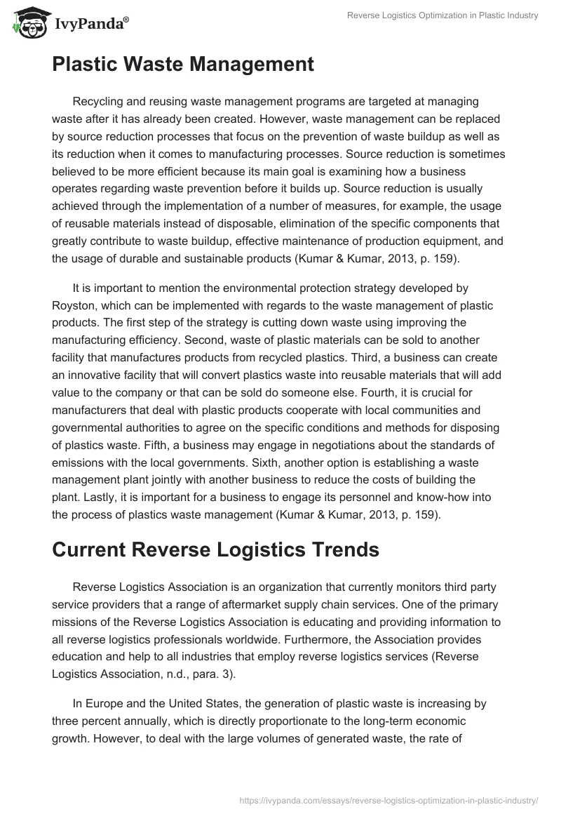 Reverse Logistics Optimization in Plastic Industry. Page 4