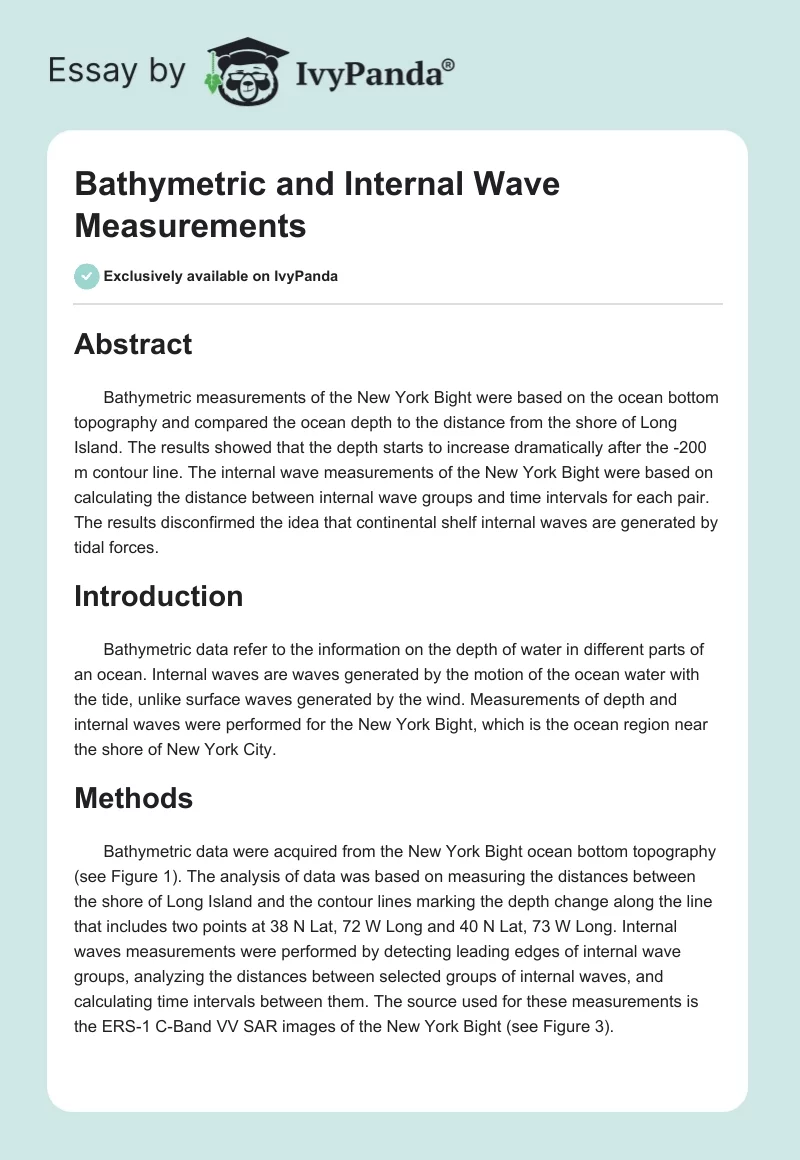 Bathymetric and Internal Wave Measurements. Page 1