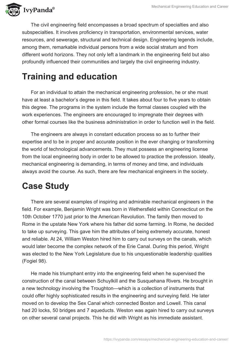 Mechanical Engineering Education and Career. Page 2