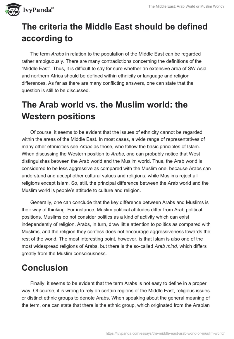 The Middle East: Arab World or Muslim World?. Page 4