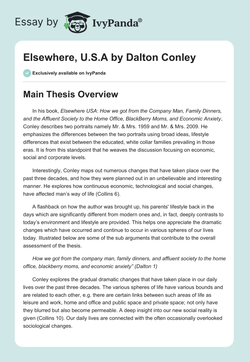 "Elsewhere, U.S.A" by Dalton Conley. Page 1