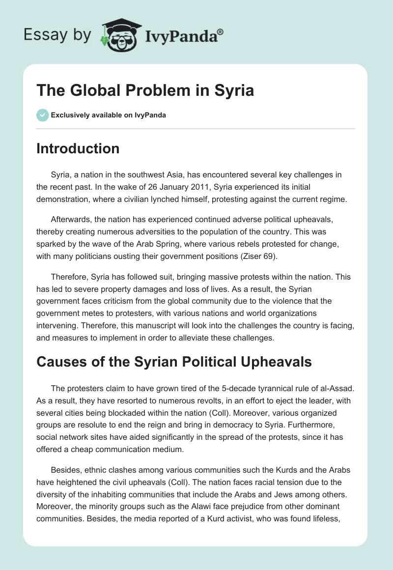 The Global Problem in Syria. Page 1