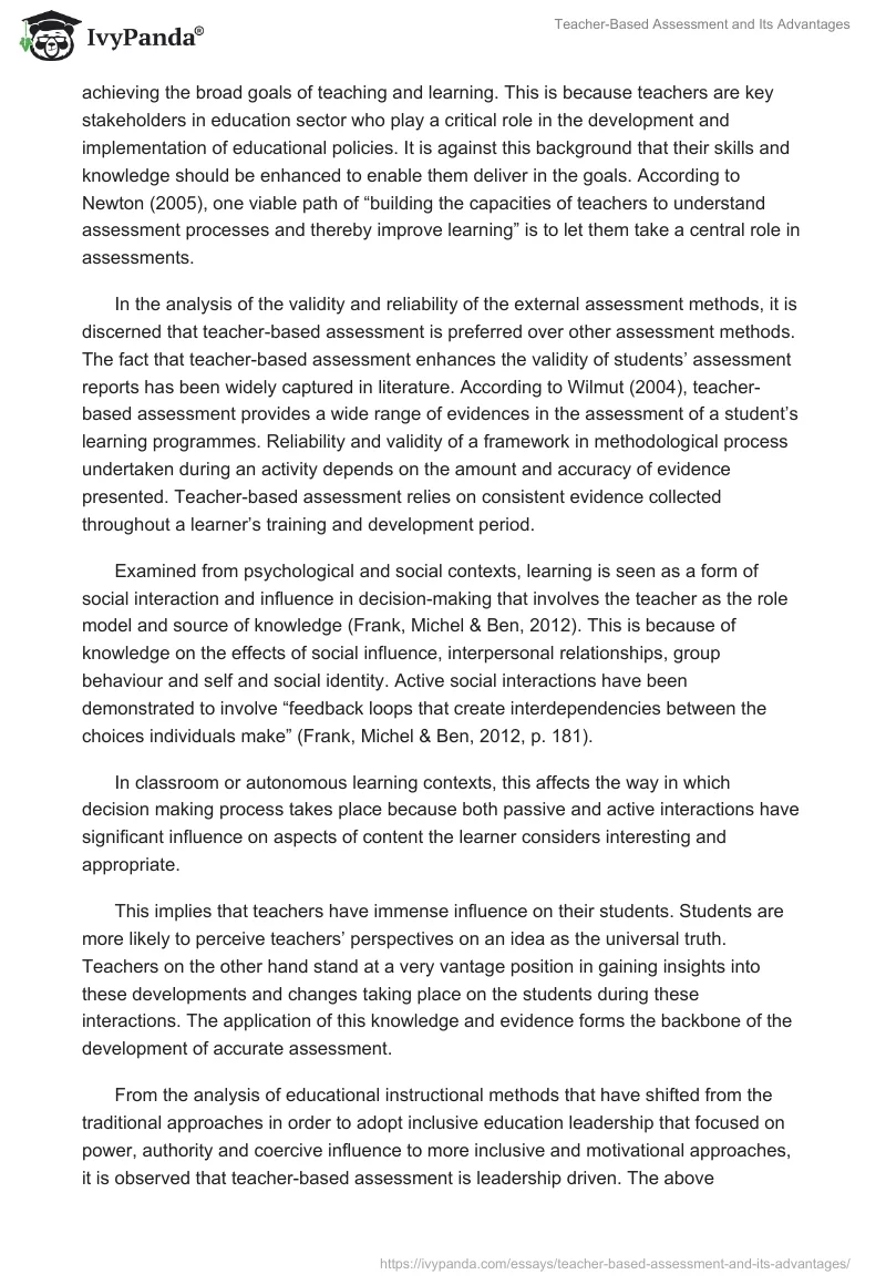 Teacher-Based Assessment and Its Advantages. Page 3