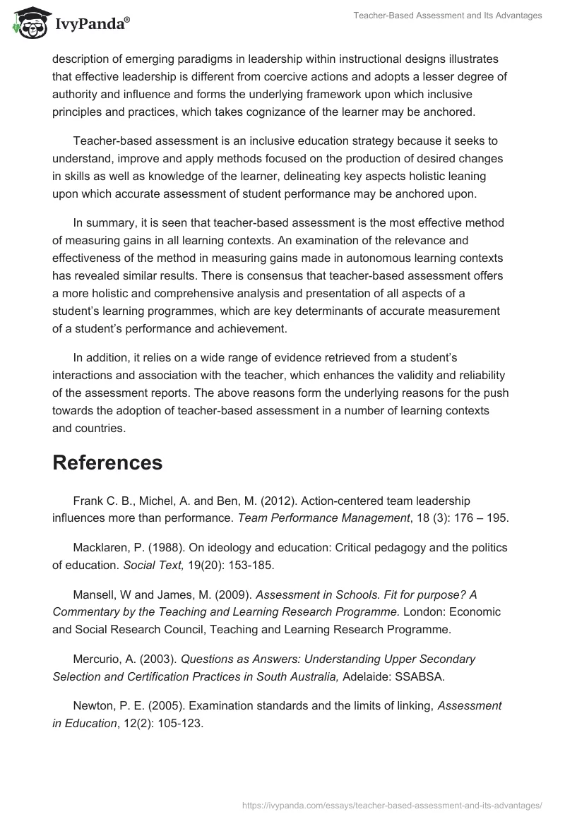 Teacher-Based Assessment and Its Advantages. Page 4