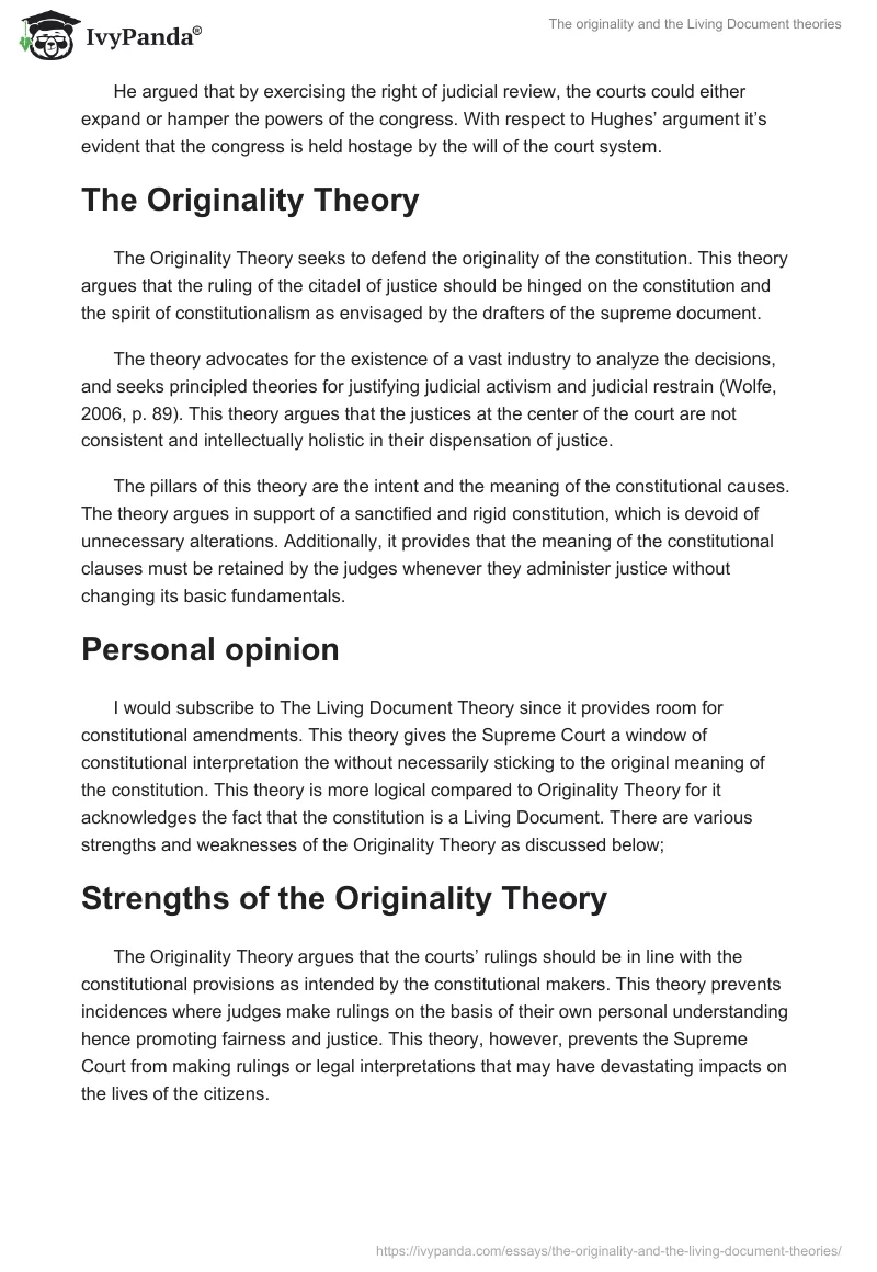 The originality and the Living Document theories. Page 2