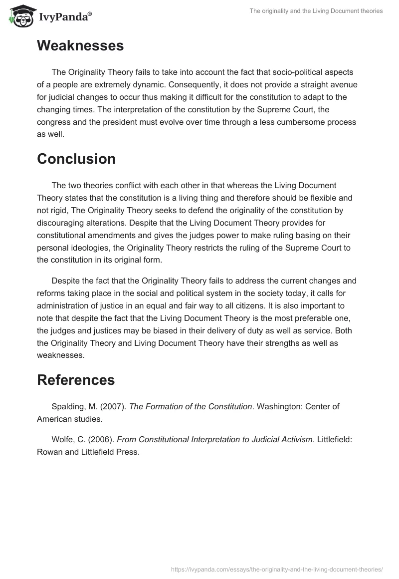 The originality and the Living Document theories. Page 3