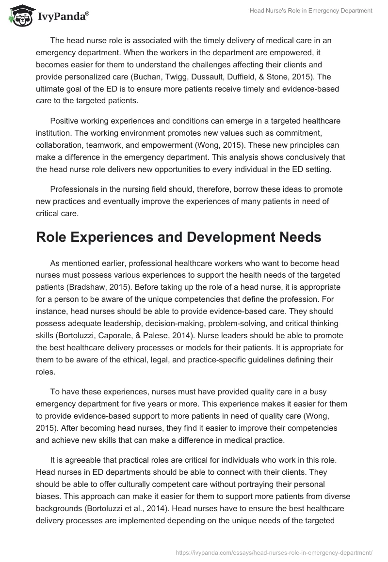 Head Nurse's Role in Emergency Department. Page 4