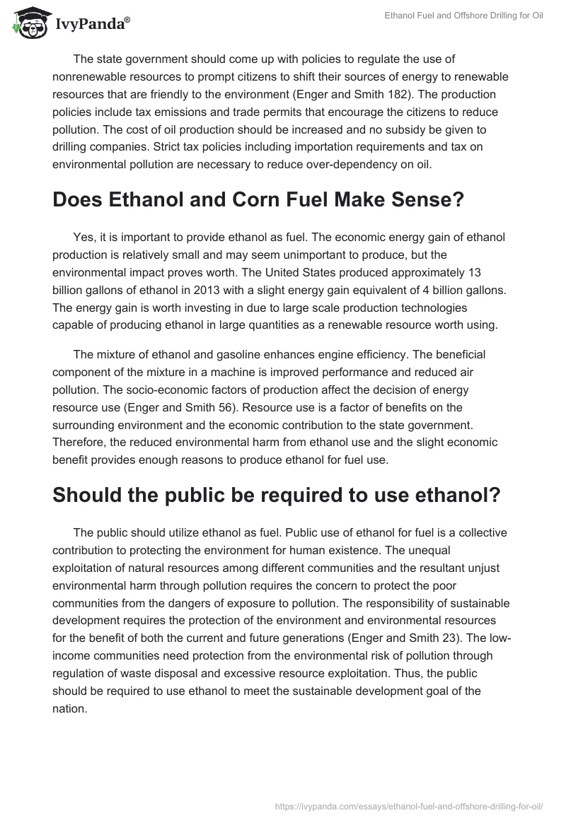 Ethanol Fuel and Offshore Drilling for Oil. Page 2
