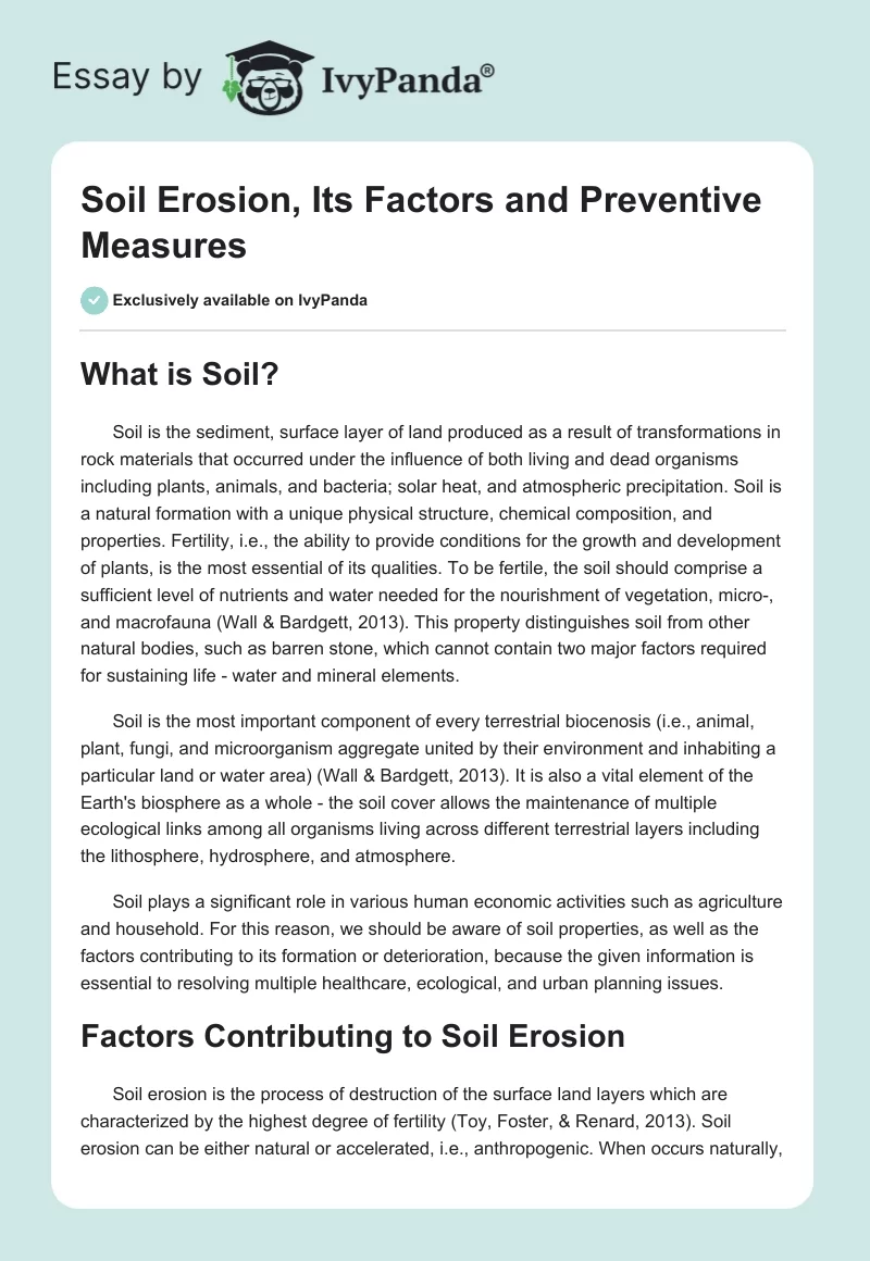 Soil Erosion, Its Factors and Preventive Measures. Page 1
