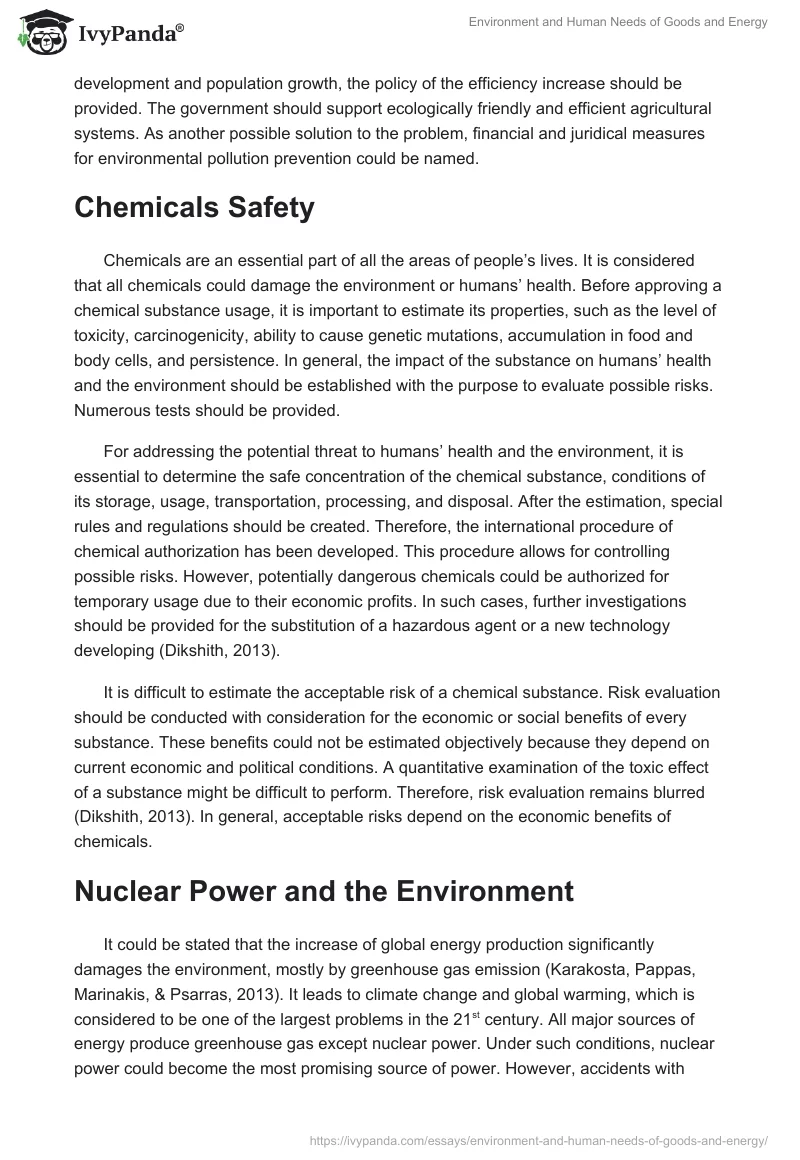 Environment and Human Needs of Goods and Energy. Page 2