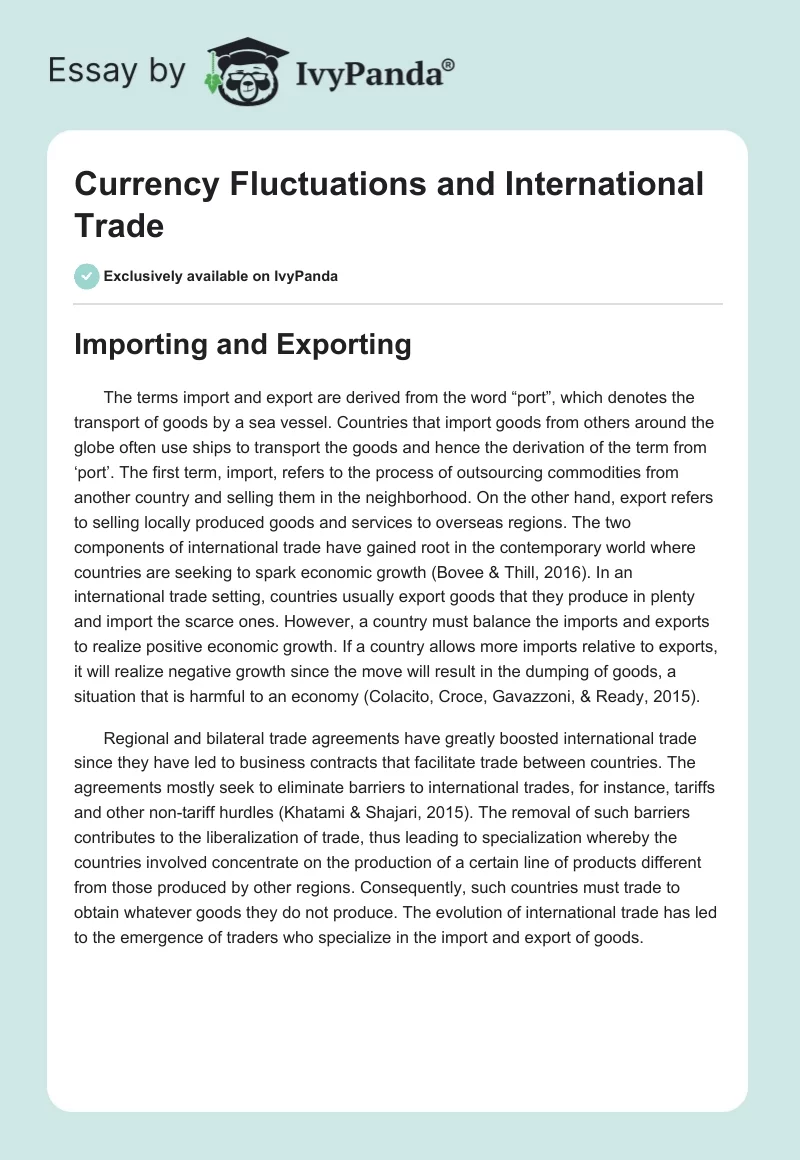 Currency Fluctuations and International Trade. Page 1