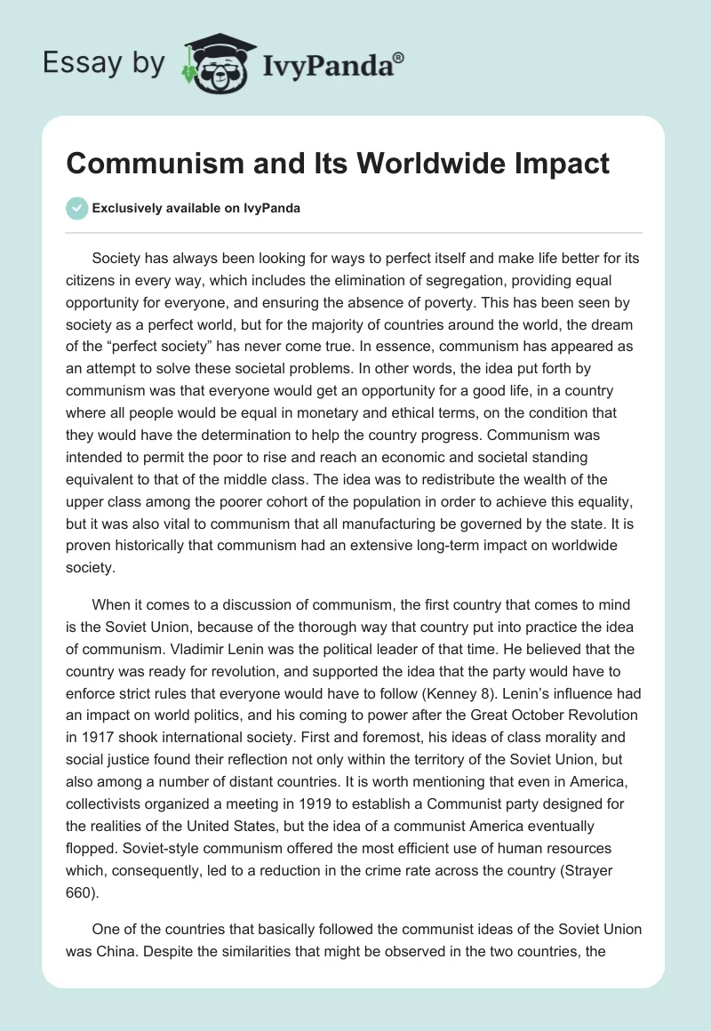 Communism and Its Worldwide Impact. Page 1