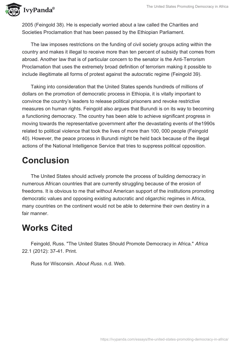 The United States Promoting Democracy in Africa. Page 2