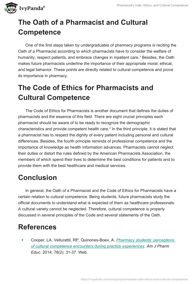 Pharmacist's Oath, Ethics, and Cultural Competence. Page 2