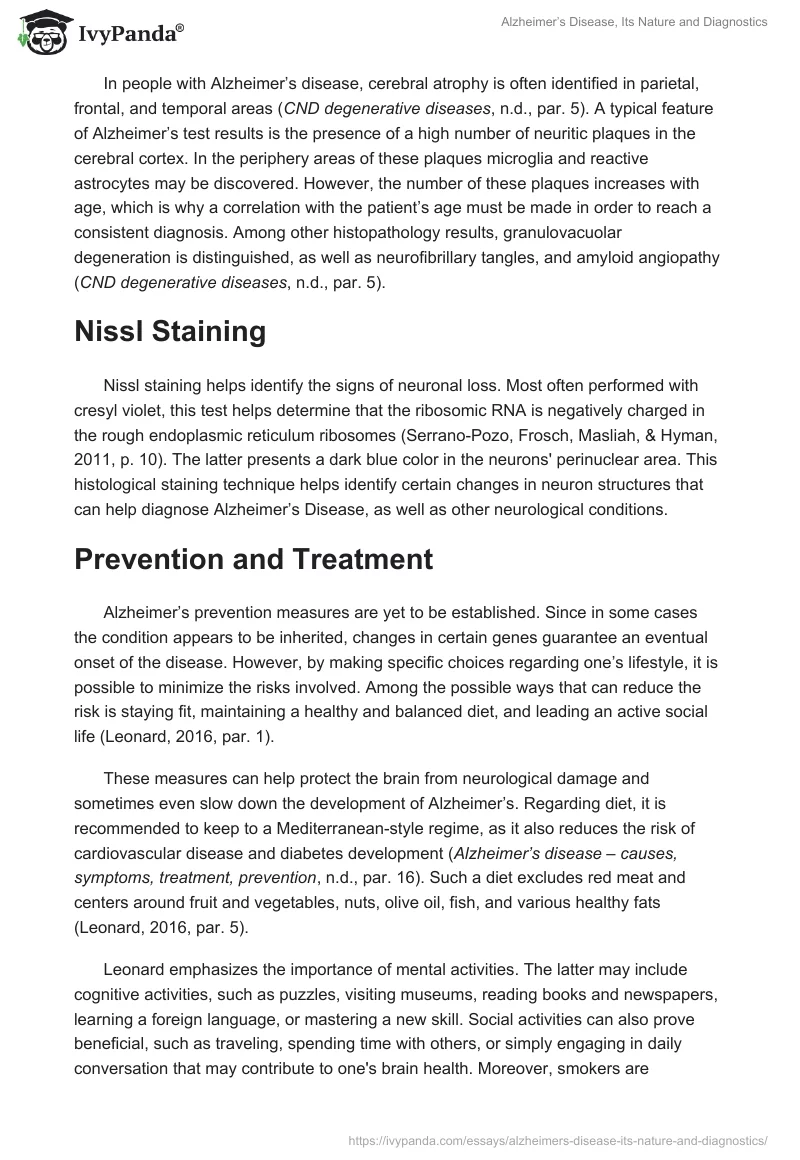 Alzheimer’s Disease, Its Nature and Diagnostics. Page 3