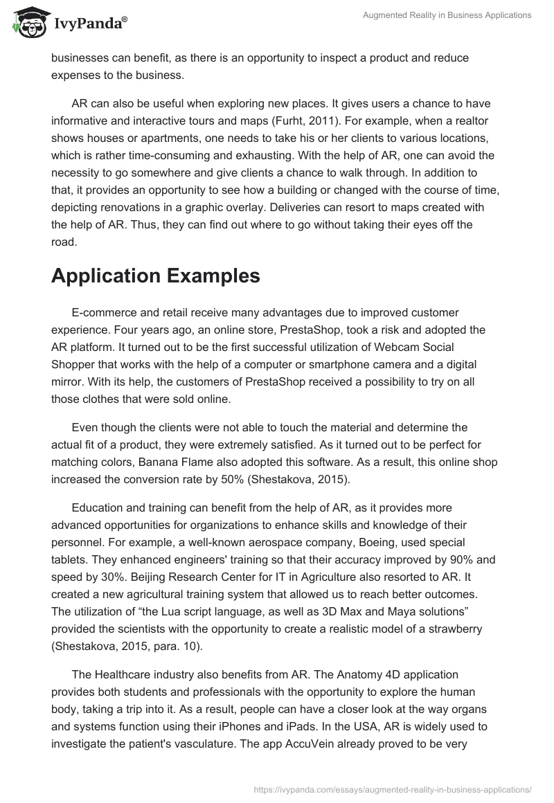 Augmented Reality in Business Applications. Page 3