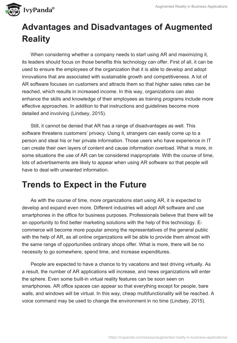 Augmented Reality in Business Applications. Page 5
