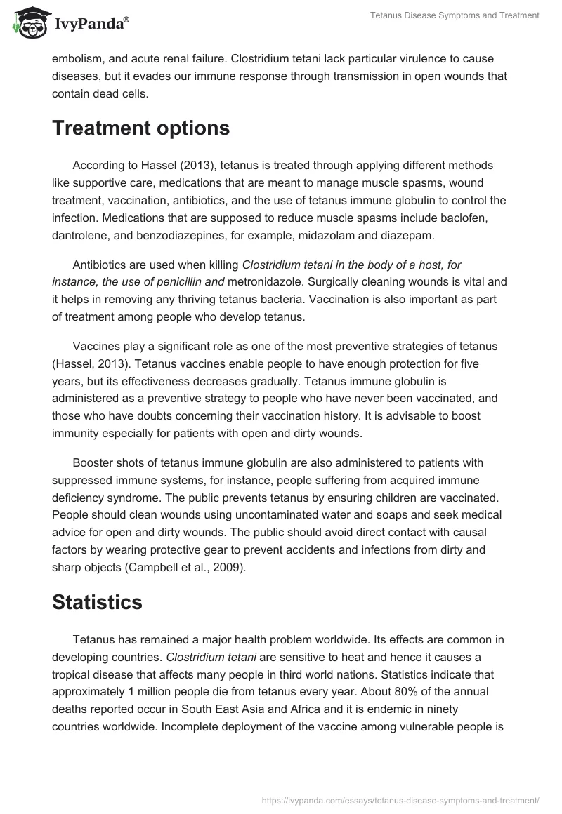 Tetanus Disease Symptoms and Treatment. Page 3