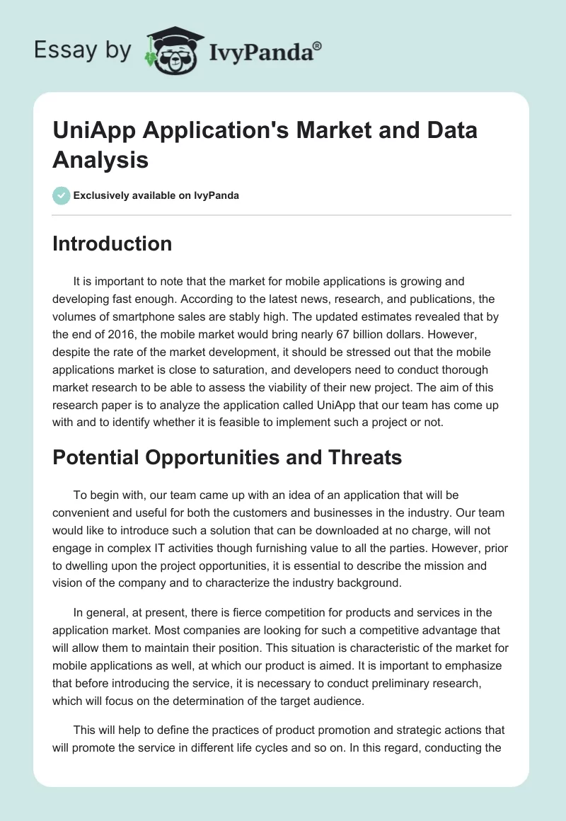 UniApp Application's Market and Data Analysis. Page 1