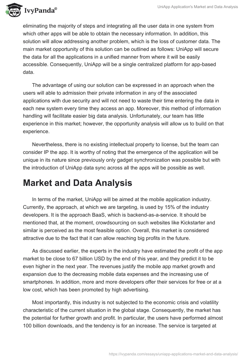 UniApp Application's Market and Data Analysis. Page 3