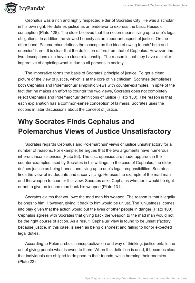 Socrates' Critique of Cephalus and Polemarchus. Page 2