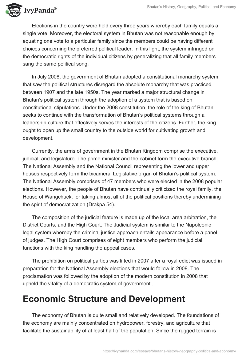 Bhutan's History, Geography, Politics, and Economy. Page 5