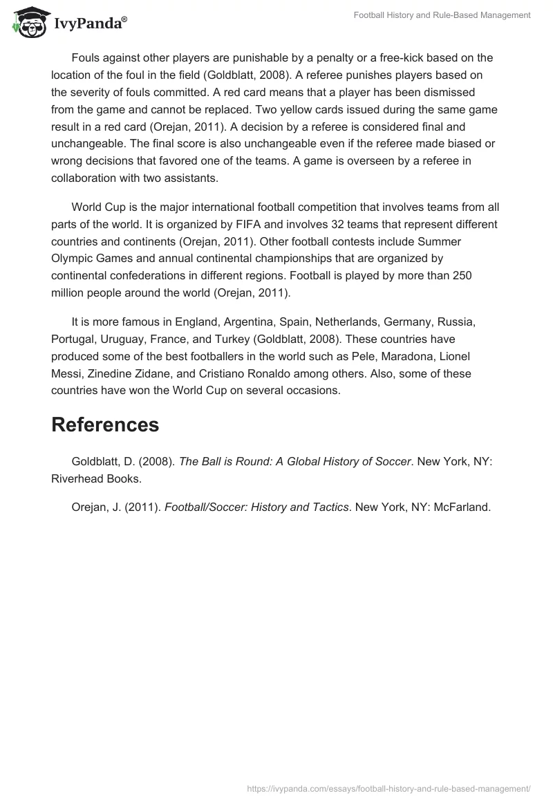 Football History and Rule-Based Management. Page 2