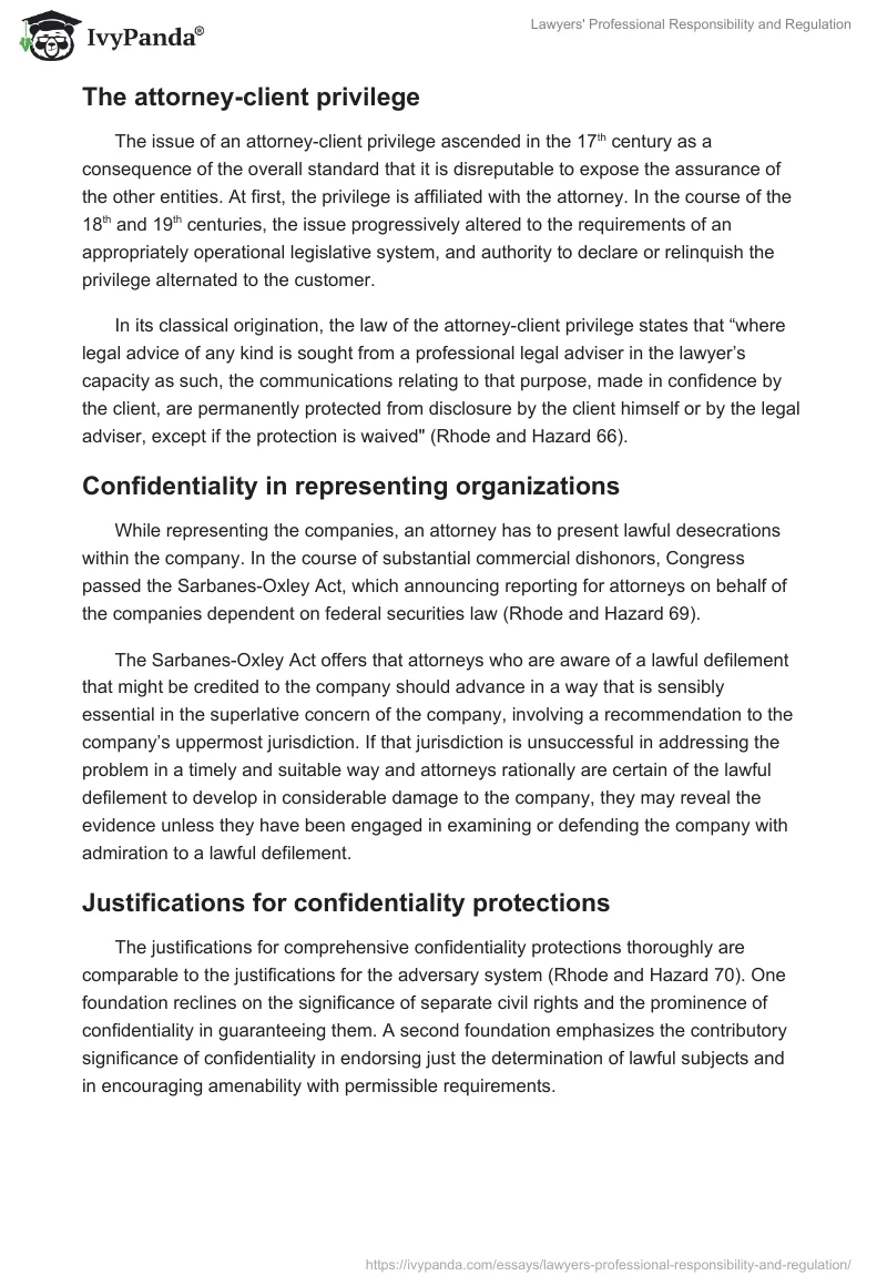 Lawyers' Professional Responsibility and Regulation. Page 4