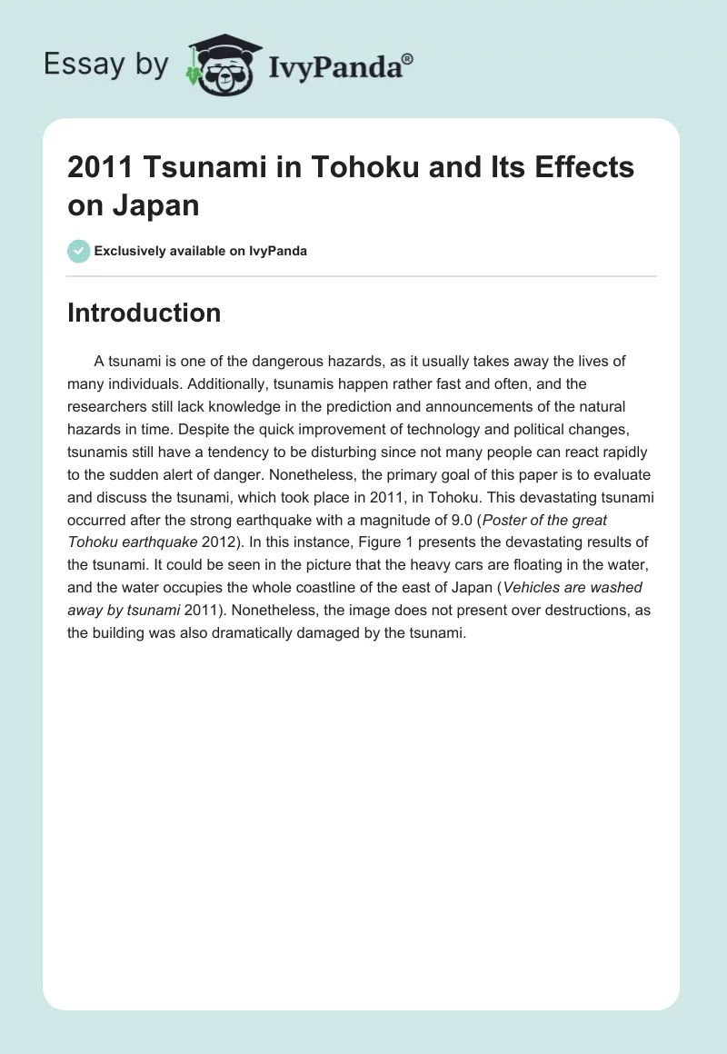 2011 Tsunami in Tohoku and Its Effects on Japan. Page 1