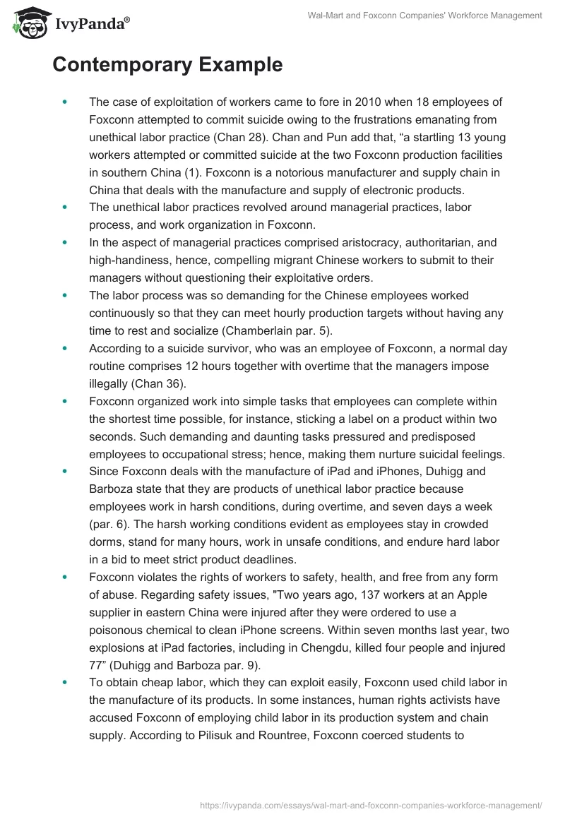 Wal-Mart and Foxconn Companies' Workforce Management. Page 2