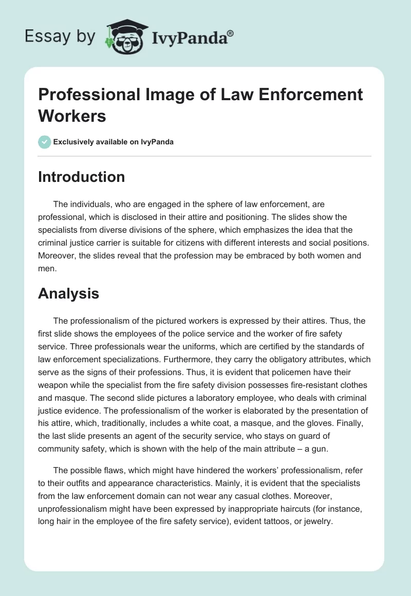 Professional Image of Law Enforcement Workers. Page 1