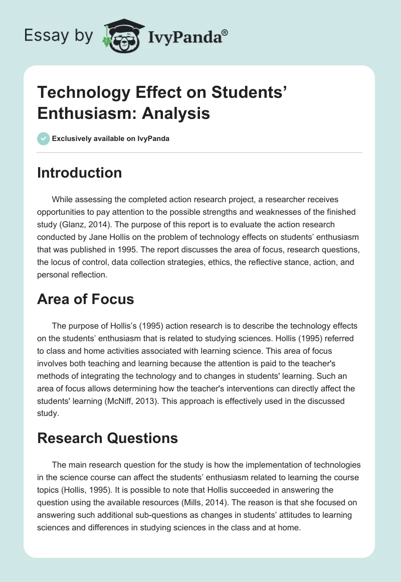Technology Effect on Students’ Enthusiasm: Analysis. Page 1