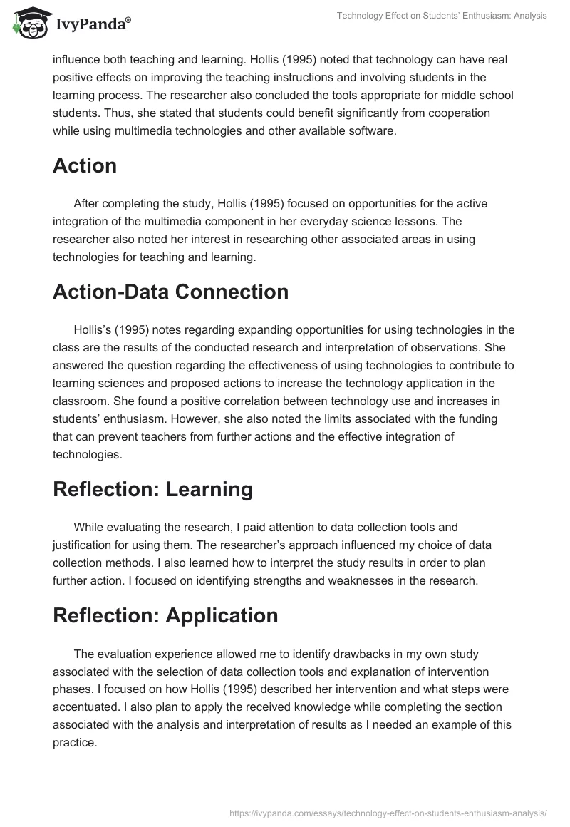 Technology Effect on Students’ Enthusiasm: Analysis. Page 3