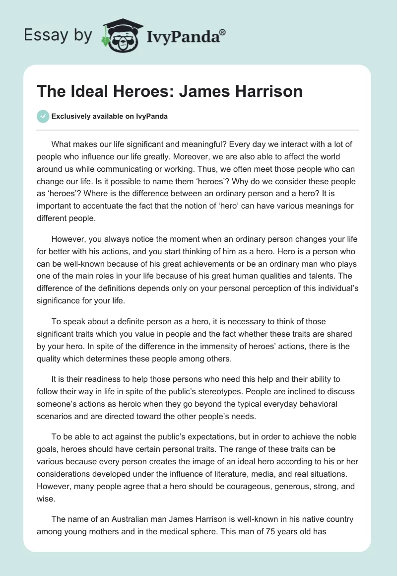 The Ideal Heroes: James Harrison. Page 1