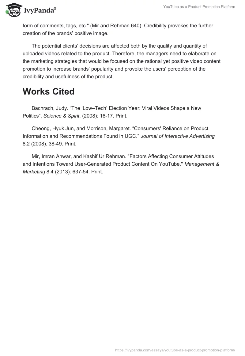 YouTube as a Product Promotion Platform. Page 2