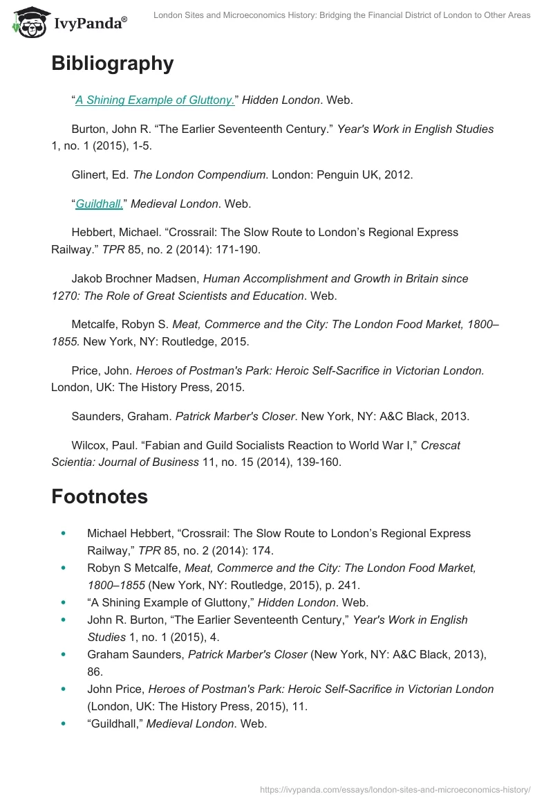 London Sites and Microeconomics History: Bridging the Financial District of London to Other Areas. Page 5